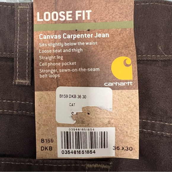 NWT Carhartt men’s Canvas Carpenter Jean - Picture 7 of 7
